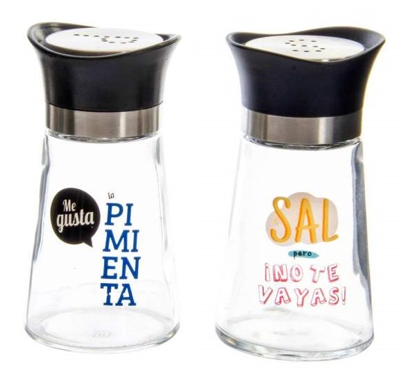 Potes de vidrio sal y pimienta