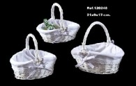 Wicker Basket, white, covered