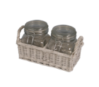 Glass Jar on wicker tray