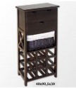 Bottle Rack - Wood and Wicker Drawer