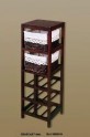 Bottle Rack - Wood and Wicker Drawer