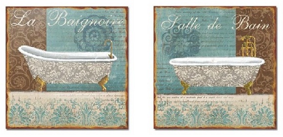 Cuadro decorativo estilo vintage, baño