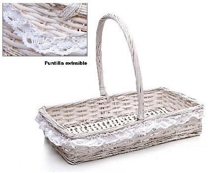 Comprar Canastilla de mimbre topos, Forrada, 29x29x9.5-32 cm