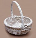 Wicker Basket, white, covered