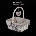 Wicker Basket, white, covered